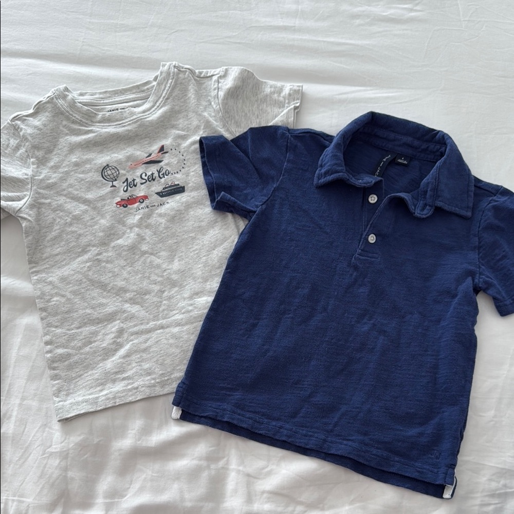 Janie and Jack Blue and Gray Short Sleeve Tees